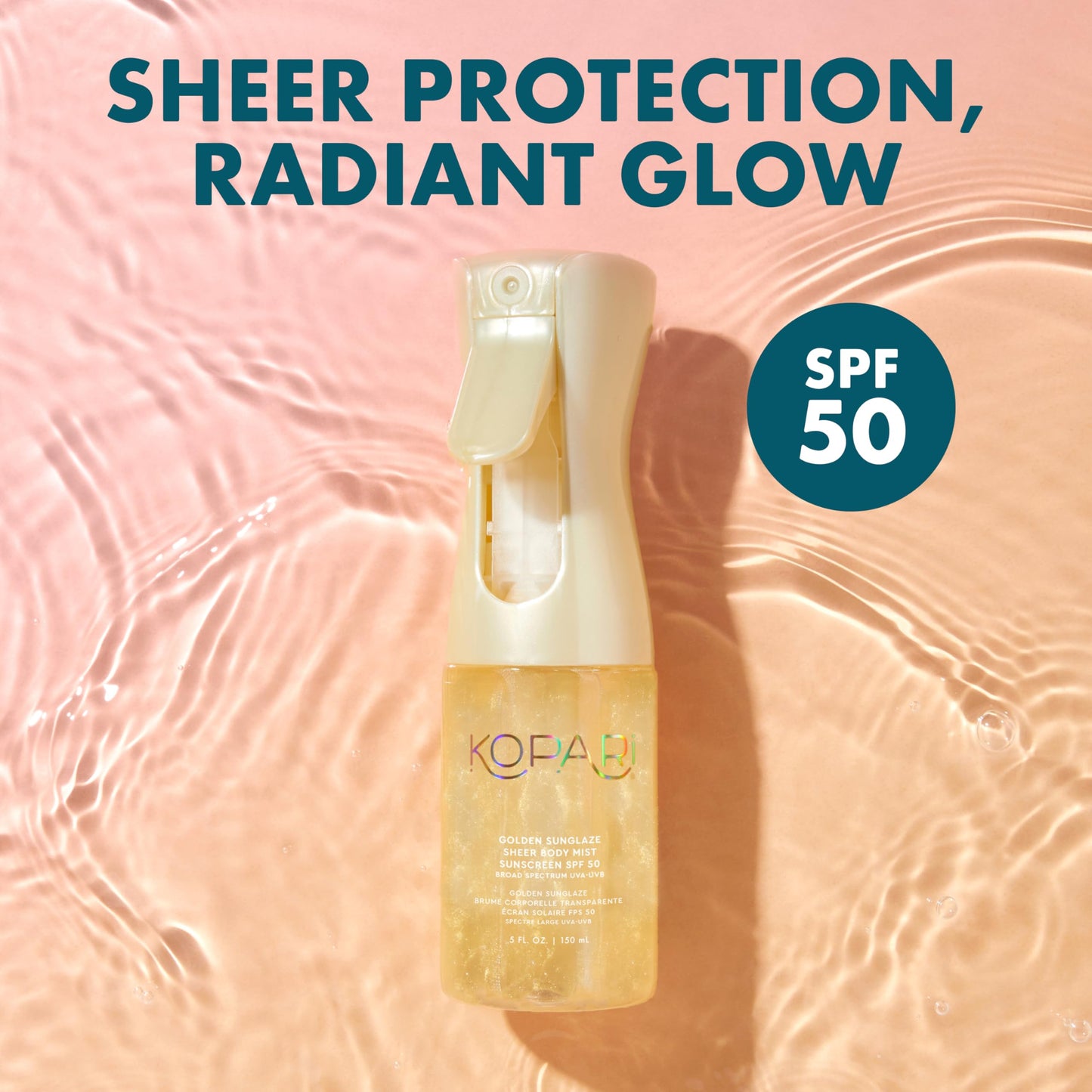 Kopari Golden Sunglaze Sheer Body Mist Sunscreen SPF 50, Infused with Shimmering Body Oil, Hydrating Mist, Hydrates, Brightens, Gives Skin a Glowy Beauty & Personal Care Kopari