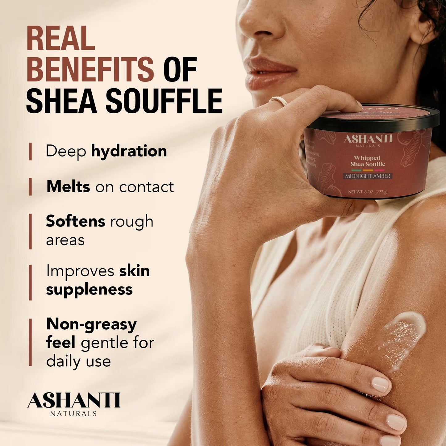 Ashanti Naturals Scented Whipped Shea Butter for Skin | African Body Butter for Women w/Coconut, Almond Oil (Midnight Amber Souffle, 8 oz) Beauty & Personal Care Ashanti Naturals