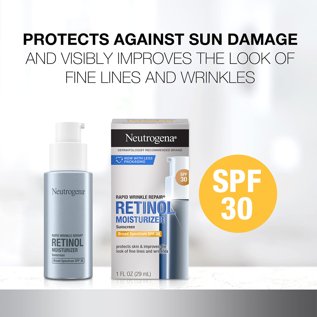 Neutrogena Rapid Wrinkle Repair Retinol Face Moisturizer with SPF 30, Daily Anti-Aging Face Cream, Retinol & Hyaluronic Acid & Trial Size Hydro Boost Beauty & Personal Care Neutrogena