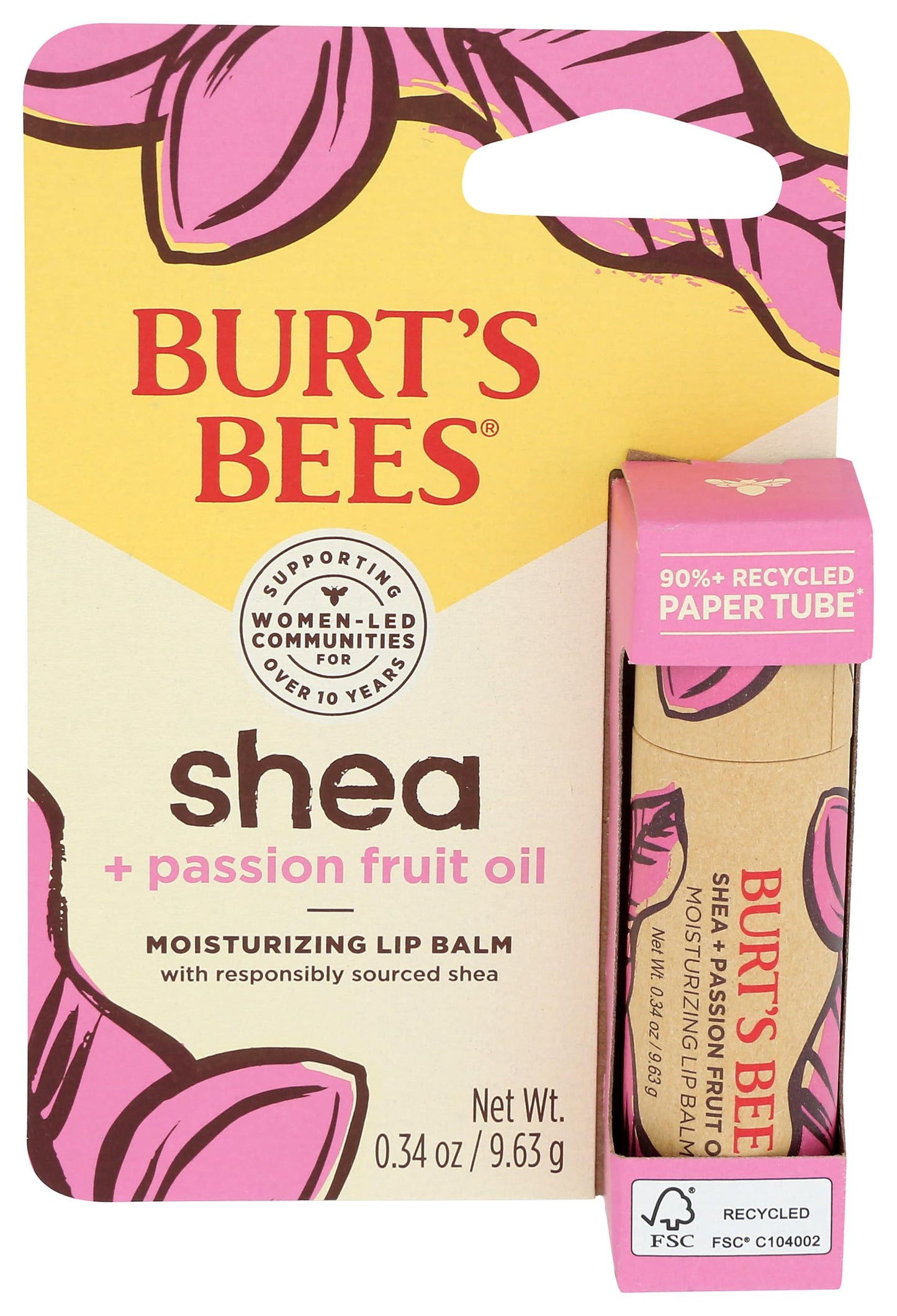 Burts Bees Shea Passion Fruit Oil Lip Balm, 0.34 OZ Beauty and Personal Care Burt's Bees