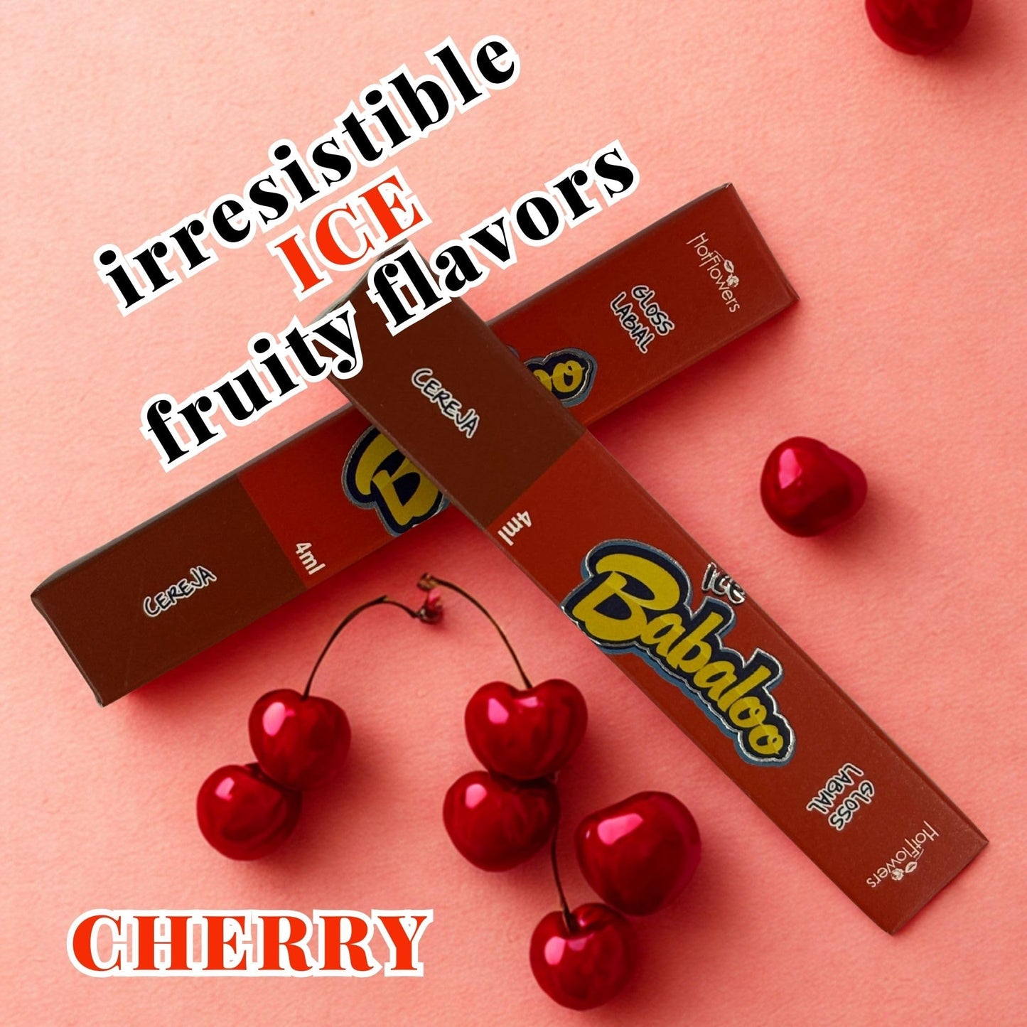 HOT FLOWERS Ice Babaloo Lip Gloss - Moisturizing Gloss with Coconut Oil - Hydrating & Flavored - 15g (Cherry) Beauty & Personal Care HOT FLOWERS