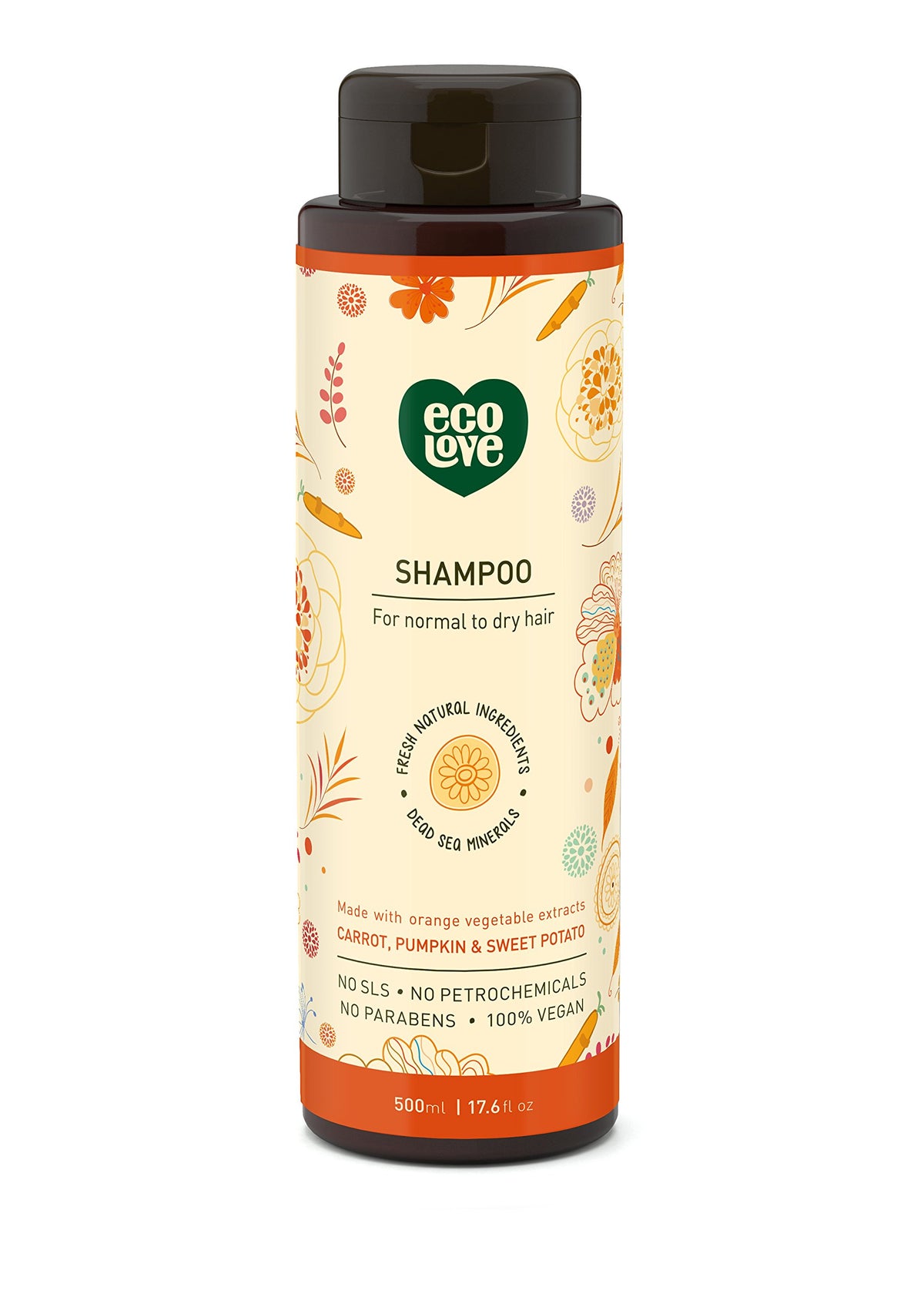 ecoLove Sulfate-Free Carrot & Pumpkin Shampoo for Dry Hair, 17.6 oz