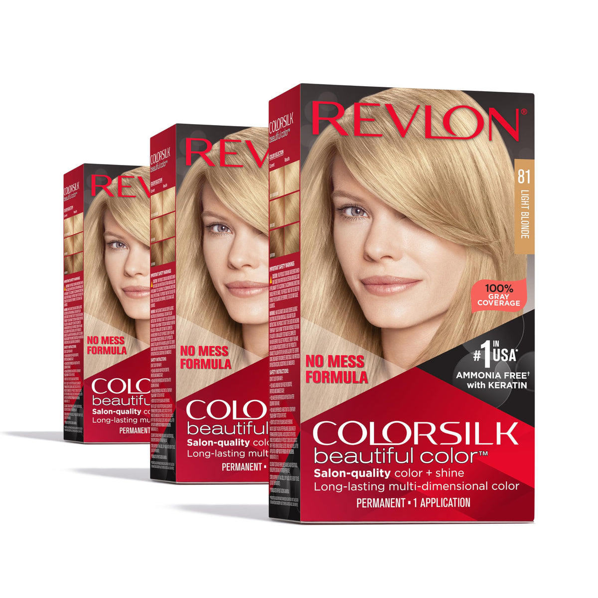 Revlon Colorsilk Beautiful Color Permanent Hair Color, (OLD VERSION) 81 Light Blonde (Pack of 3) Beauty & Personal Care REVLON