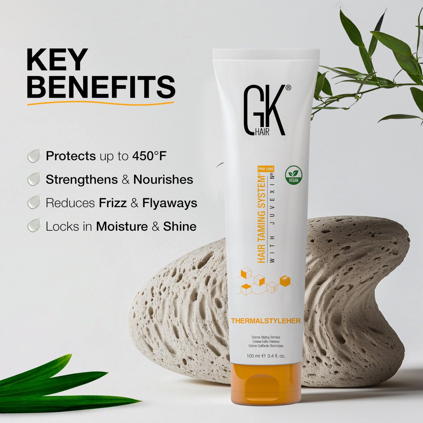Global Keratin GKhair ThermalStyleHer - 100ml/3.4oz Heat Styling Protection Anti Frizz Hair Cream Thermal Flat Ironing Style Protector for Men & Women Beauty & Personal Care GK HAIR