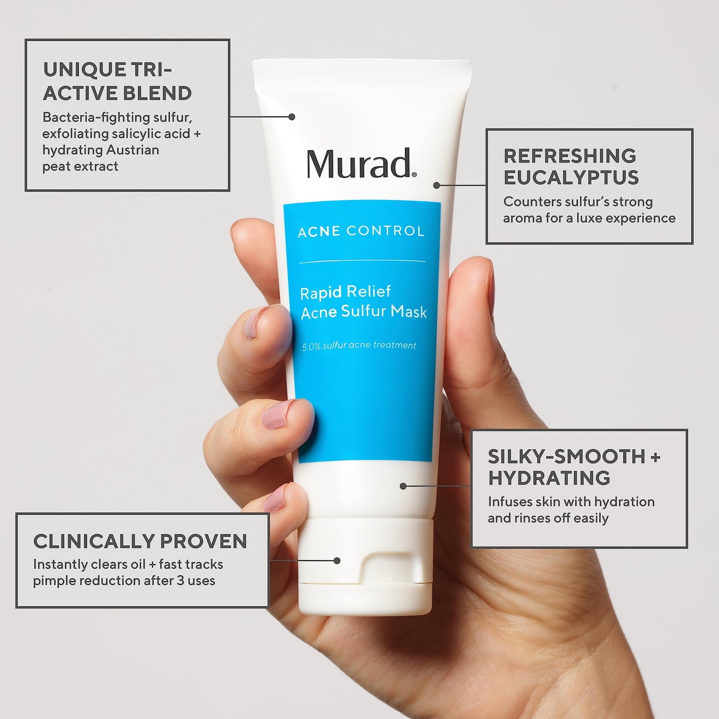 Murad Rapid Relief Acne Sulfur Mask - Clay Mask with Salicylic Acid, 5% Sulfur, and Austrian Peat Reduces Oil, Minimizes Breakouts, Reduces Pimple Beauty & Personal Care Murad