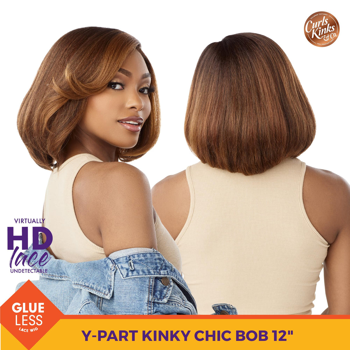 Sensationnel CKCO Kinkyedges Wig-Kinky Chic Bob 12 Inch, 1B OFFBLACK
