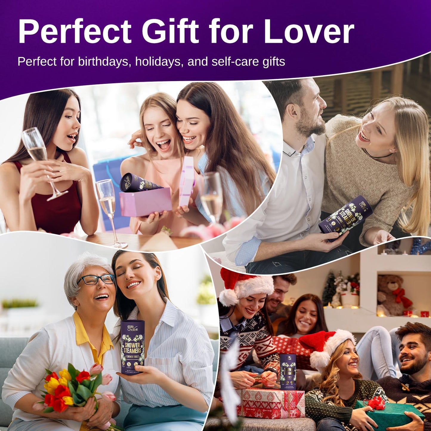 W&E Choice Shower Steamers Aromatherapy 8 Counts, Christmas Gifts for Women, Shower Bombs with Natural Essential Oils for Daily Relaxation & Stress Beauty and Personal Care W&E Choice