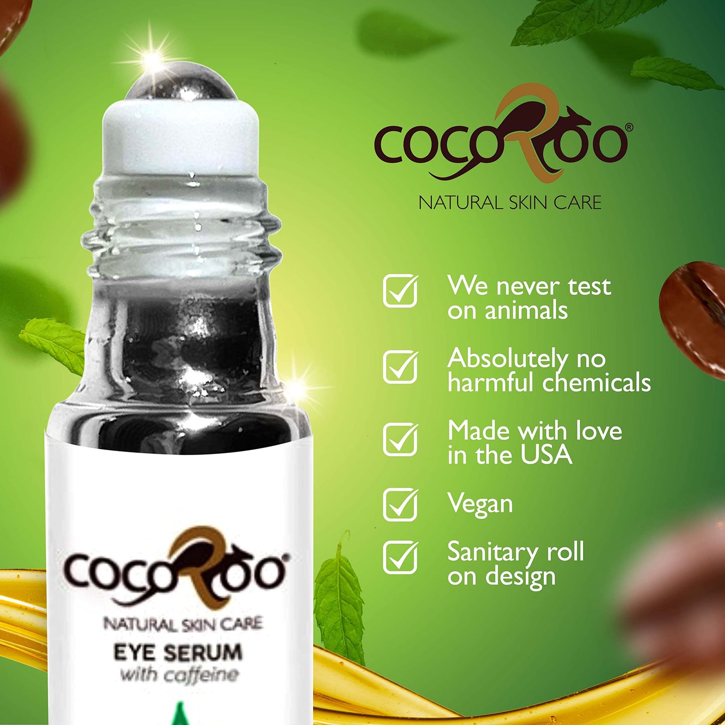 Caffeinated Eye Serum, Nutrient-Dense, 100% Pure, Natural & Vegan (Peppermint) Beauty & Personal Care CocoRoo