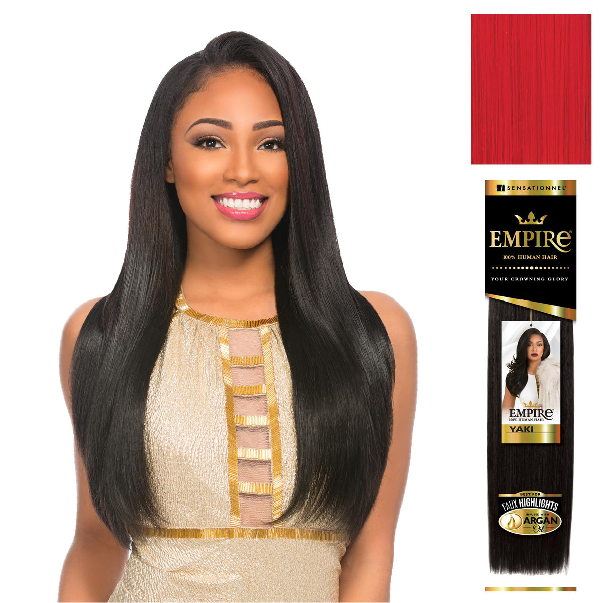 Sensationnel Empire Yaki Human Hair,1 Pack 12 inch, RED