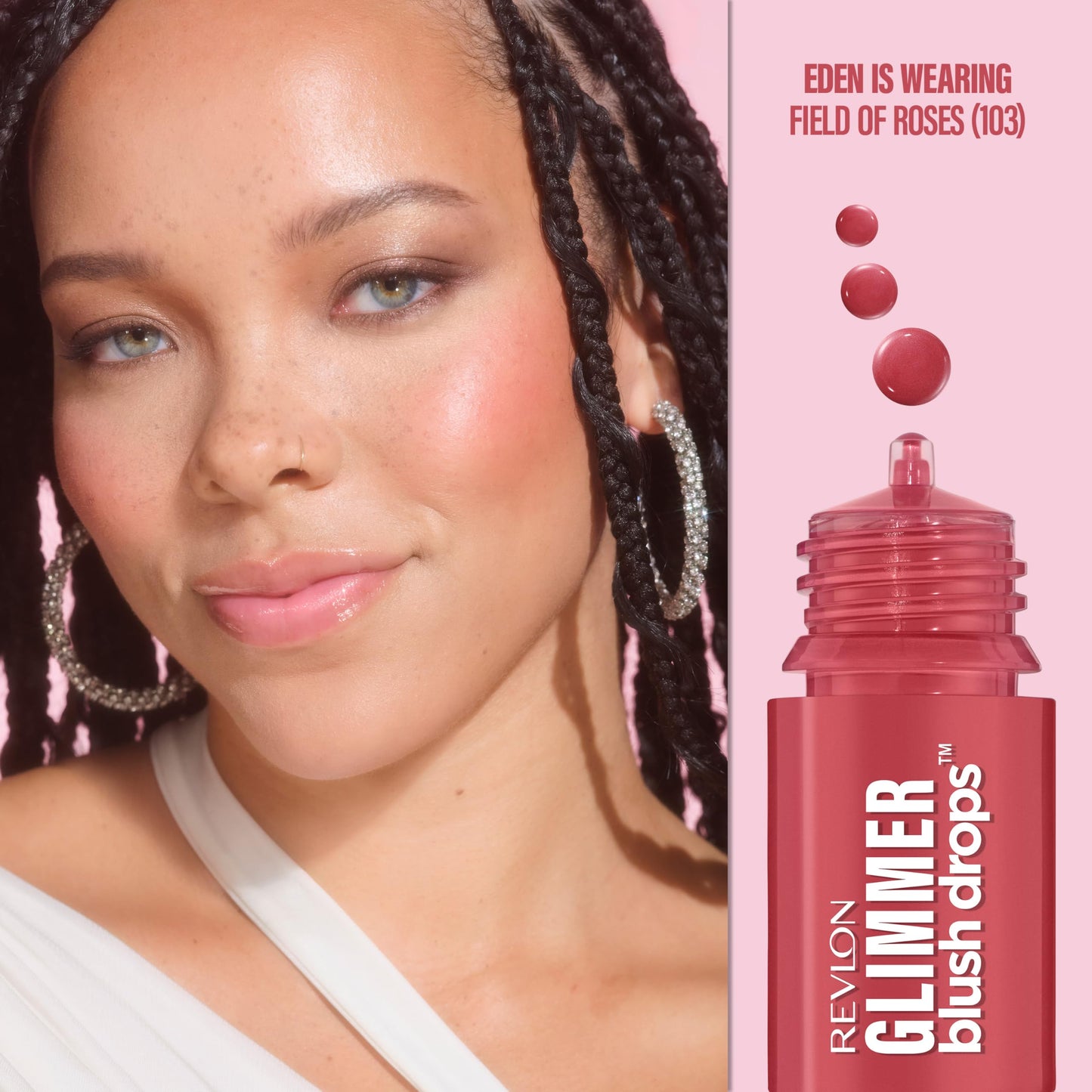 Revlon Glimmer Blush Drops, Liquid Blush for Cheeks, Liquid to Velvety Powder Finish, Glowy, High Pigment, 103 Field of Roses, 0.32 fl oz Beauty & Personal Care REVLON
