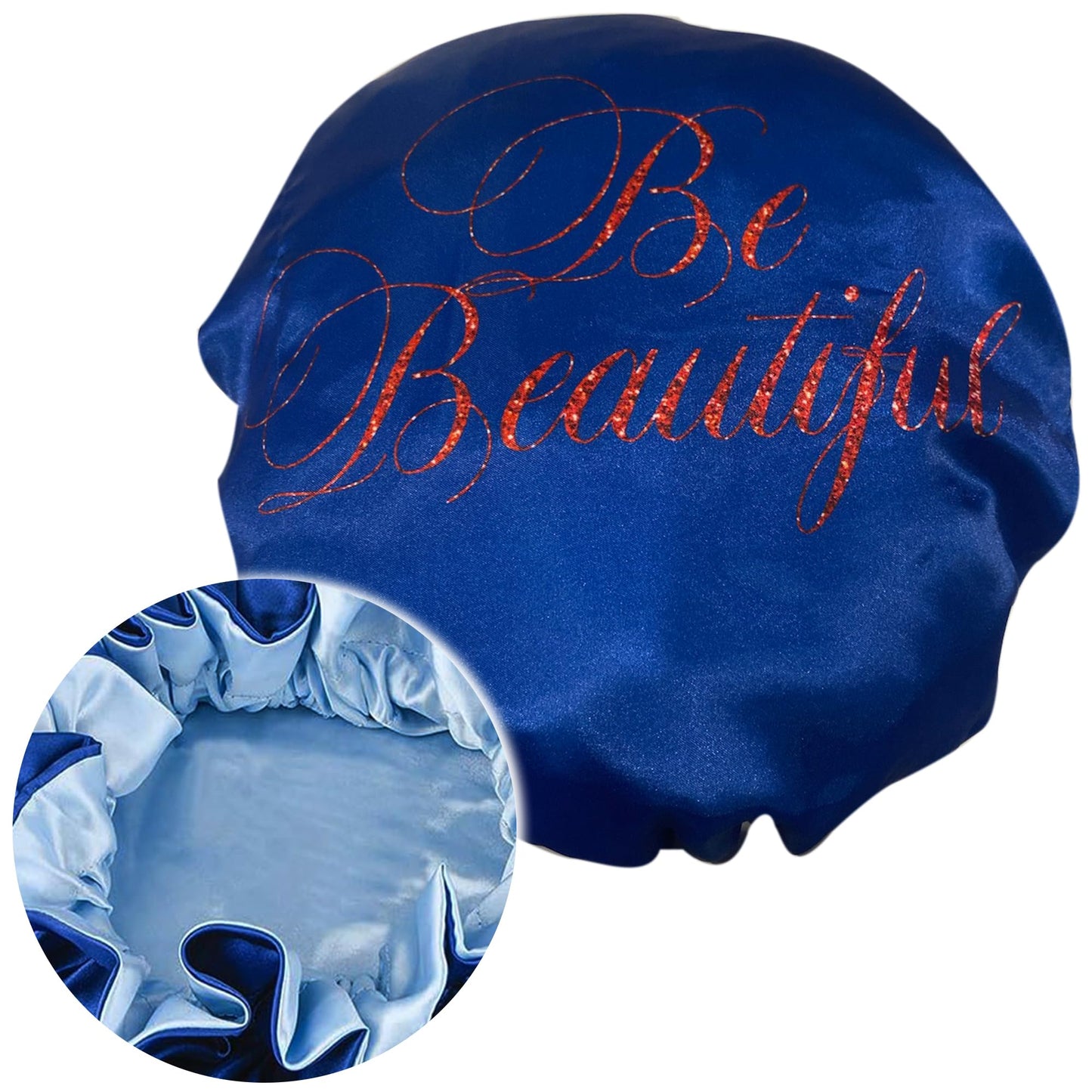 BE BEAUTIFUL EXTENSIONS women Bonnet sleeping bonnet satin night cap bonnet for women with curly hair satin cap for natural hair blue Beauty and Personal Care BE BEAUTIFUL EXTENSIONS