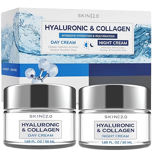 Skin 2.0 Hyaluronic Acid & Collagen Face Moisturizer - Deep Hydration & Firming Cream for Smooth, Youthful Look - Dermatologist Tested, Korean Skin Beauty & Personal Care Skin 2.0