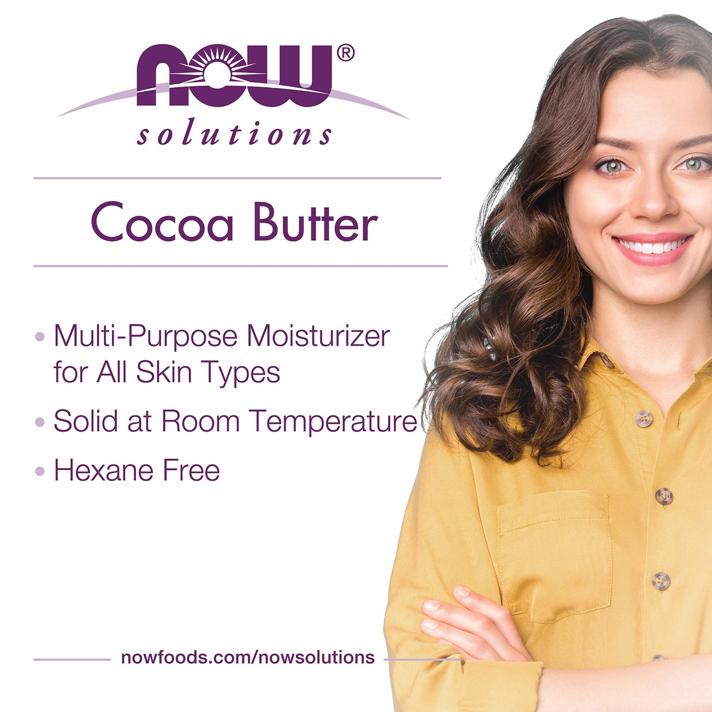 NOW Foods Solutions, Cocoa Butter, Multi-Purpose Skin Moisturizer, Natural Moisture for the Whole Body, 7-Ounce Beauty & Personal Care NOW Foods