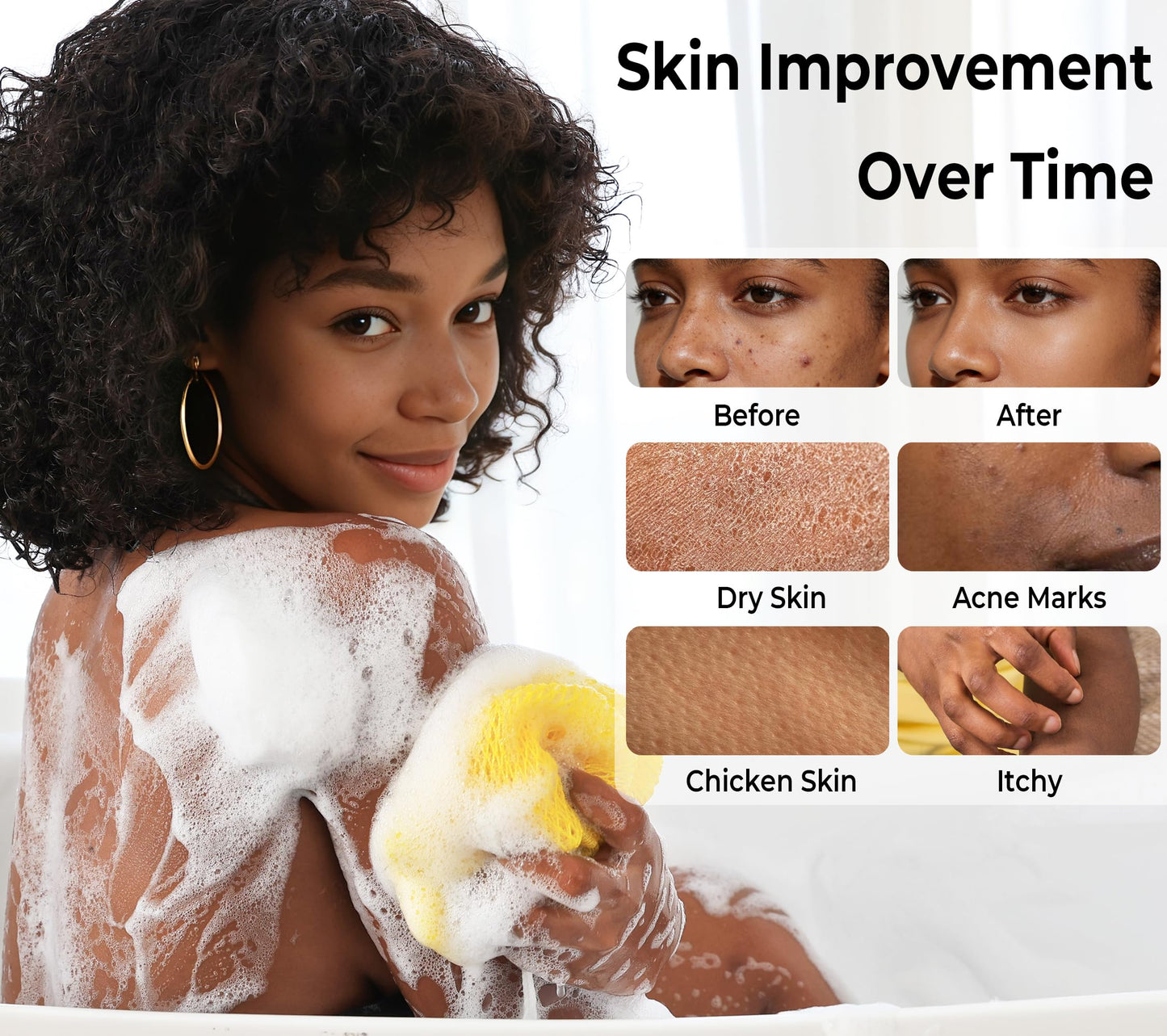 African Net Sponge Authentic - 2 Pieces Exfoliating Body Scrubber Bath Sponge York&Slate - Back Scrubber Washcloth for Shower - Real African Scrub Beauty and Personal Care RelaxScene
