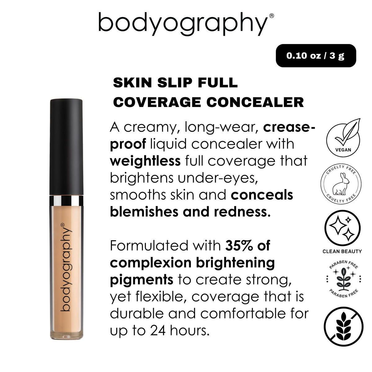 Skin Slip Full Coverage Concealer - L2 Warm Light by Bodyography for Women - 0.1 oz Concealer Beauty & Personal Care Bodyography