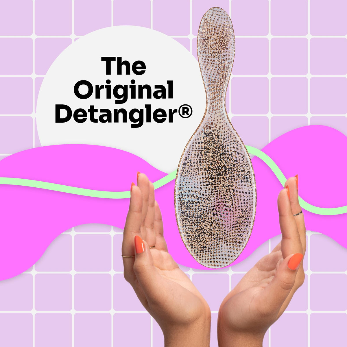 Wet Brush Original Detangling Brush, Pink (Digital Daydream) - Detangler with Soft & Flexible Bristles - Detangling Brush for Curly Hair - Tangle-Free
