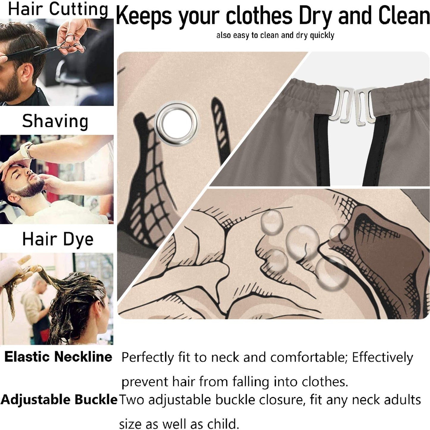 visesunny Barber Cape Pug Puppy Cartoon Animal Polyester Hair Cutting Salon Cape Apron Anti-Static Haircut Shaving Cloth Beard Shaving Bib Beauty and Personal Care visesunny
