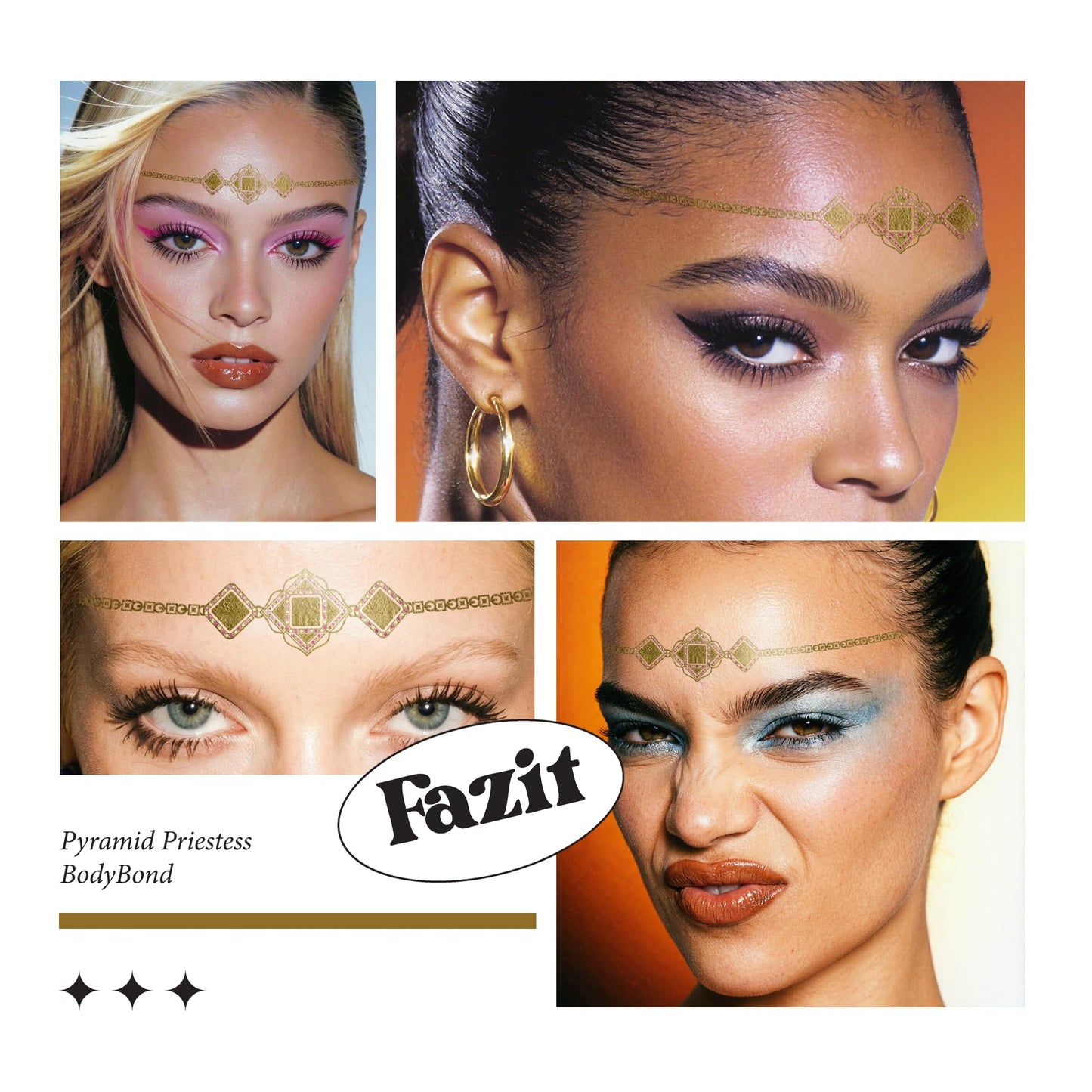 Fazit Makeup Patches - Pyramid Priestess Bodybond - Glow Up Make-Up Patches - Cute Glitter Makeup Accessories for Women - Cosmetic Glitter for Face Beauty & Personal Care Fazit