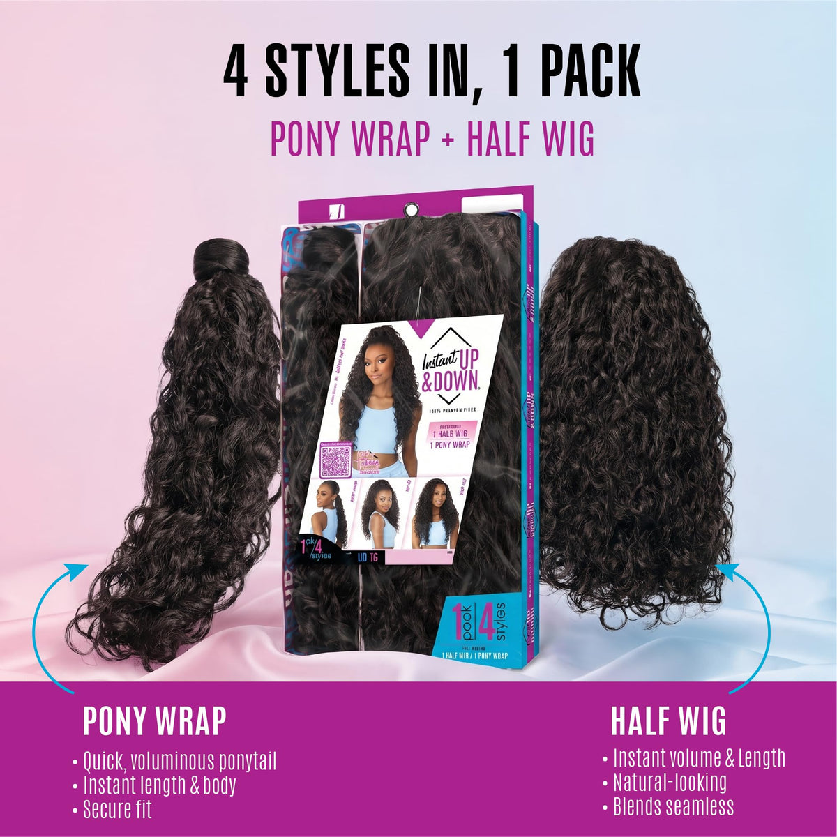 Sensationnel Instant Updown Halfwig Pony-Iud 3, 2 DARKBROWN