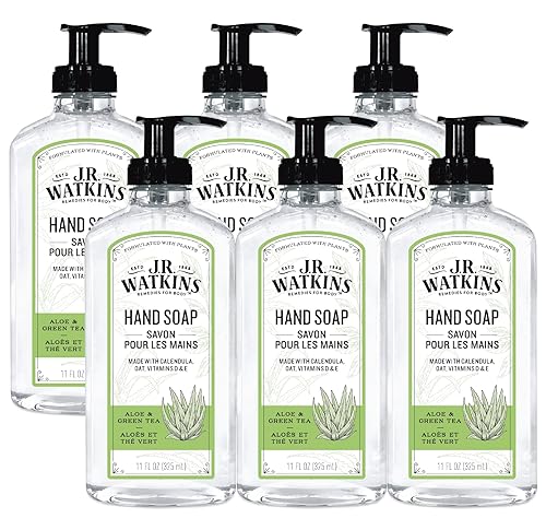 J.R. Watkins Gel Hand Soap, Scented Liquid Hand Wash for Bathroom or Kitchen, USA Made and Cruelty Free, 11 fl oz, Aloe & Green Tea, 6 Pack Beauty & Personal Care J.R. Watkins