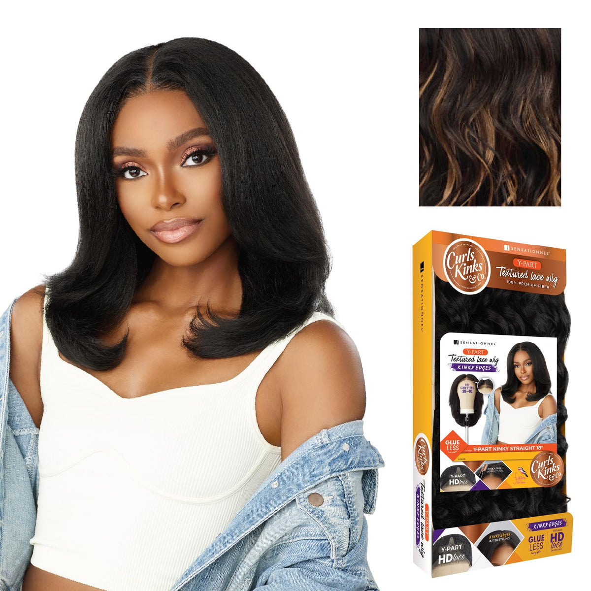 Sensationnel Curls Kinksandco Kinkyedges Wig-Kinky Straight 18 Inch, F1B/27