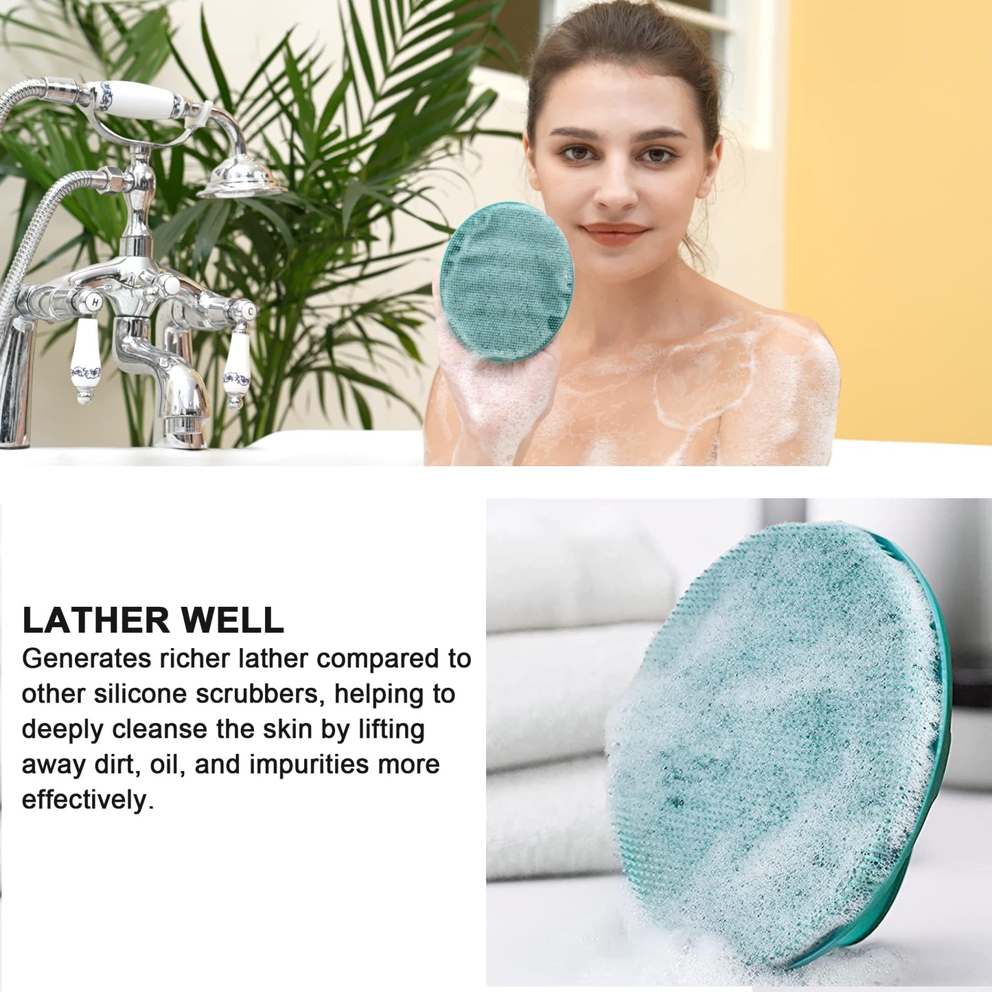 Food-Grade Soft Silicone Body Cleansing Brush Shower Scrubber, Gentle Exfoliating and Massage for All Kinds of Skin (Pack of 4) Beauty & Personal Care INNERNEED