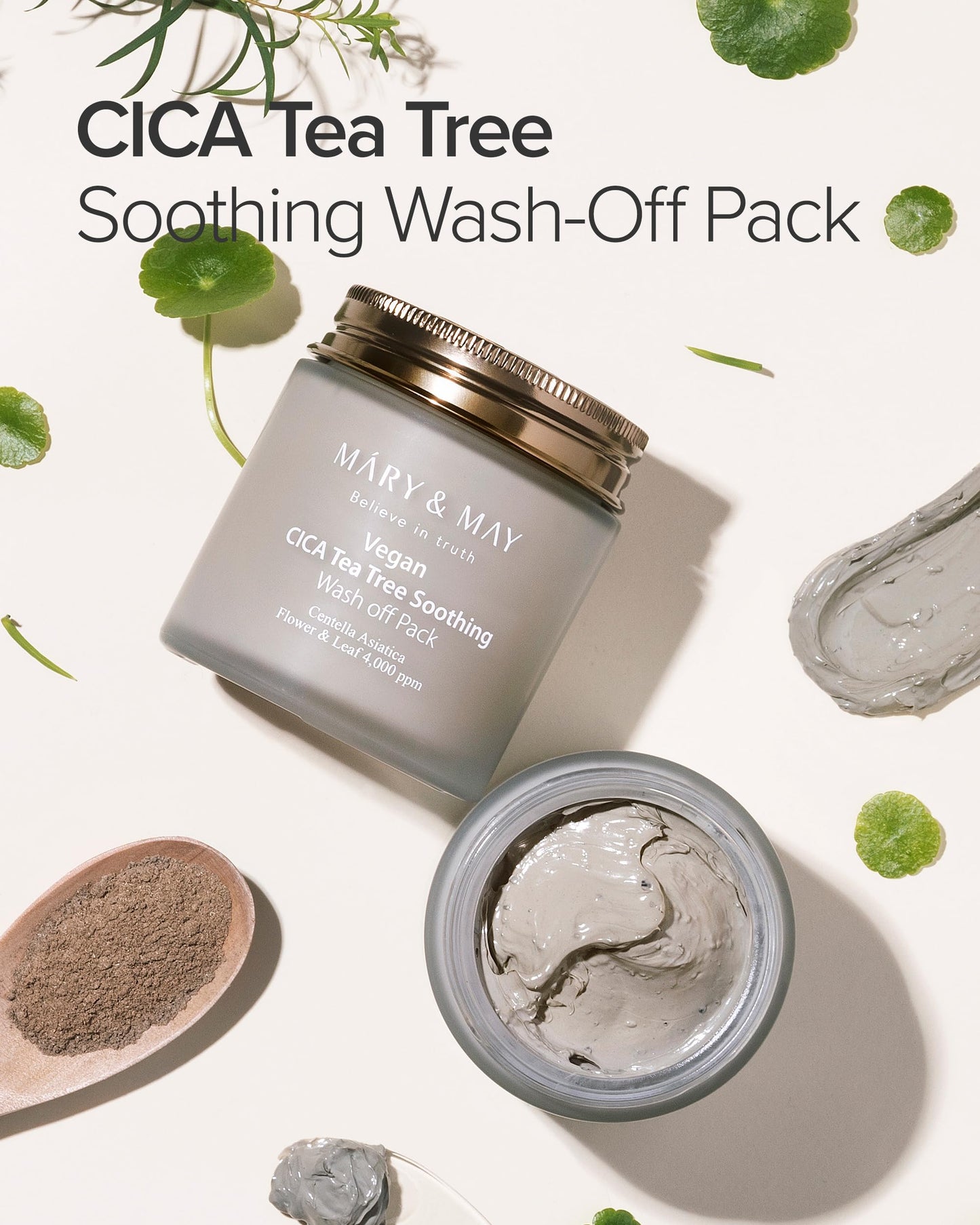 Mary&May Vegan Cica Tea Tree Soothing Wash Off Pack - Natural Centella Clay Mask for Sensitive Skin, Relieves Irritation, Cleanses Pores Beauty & Personal Care Mary&May