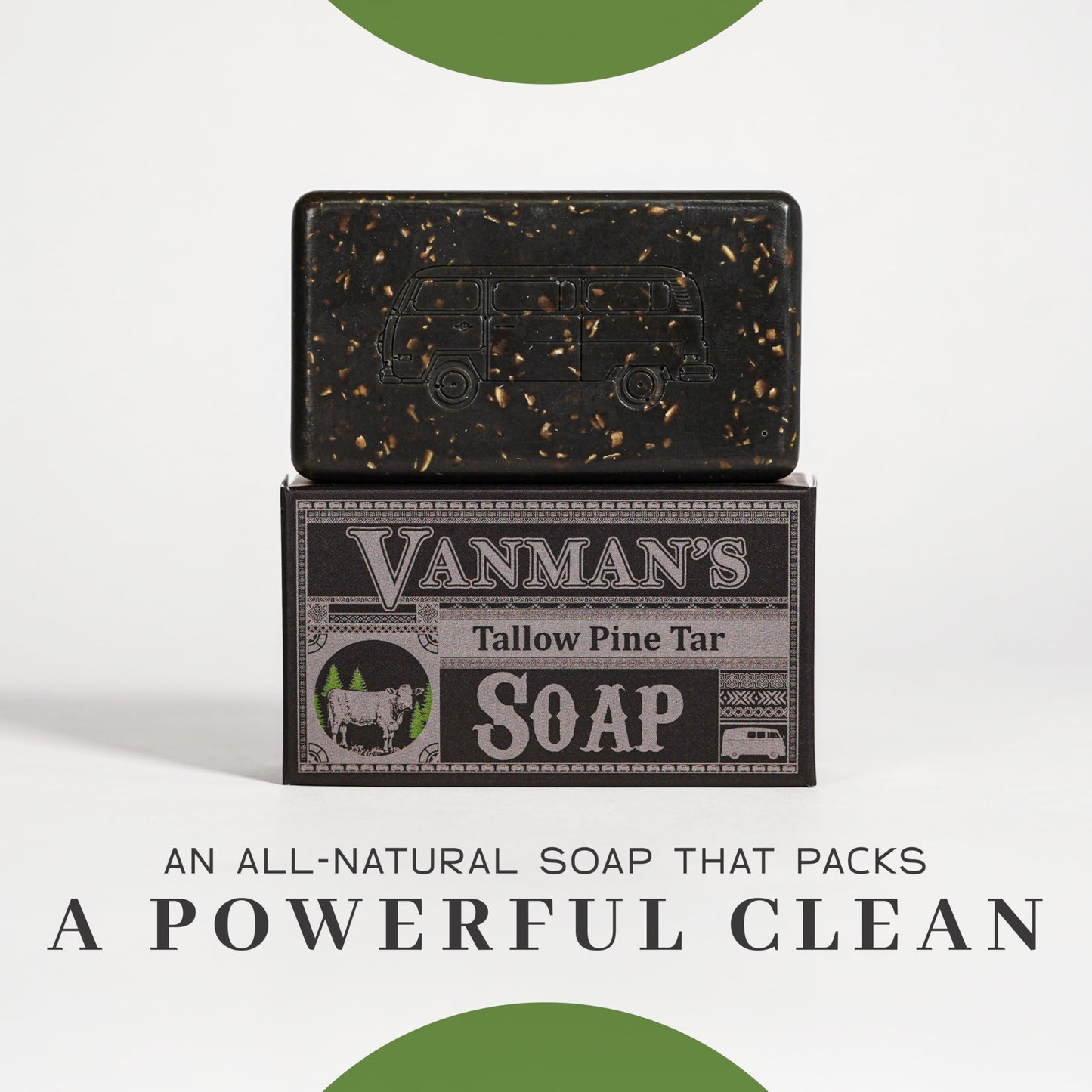 VanMan Tallow & Pine Tar Soap Bar - Grass-Fed Beef Tallow with Organic Oatmeal, Charcoal & Essential Oils - Exfoliating Face & Body Soap, 3.8oz - 1 Beauty & Personal Care The VanMan Company
