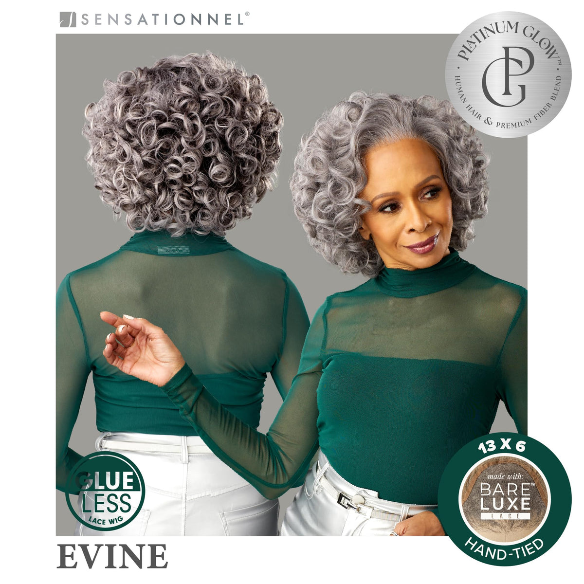 Sensationnel Platinum Glow 13x6 Wig-Evine, 1 JETBLACK