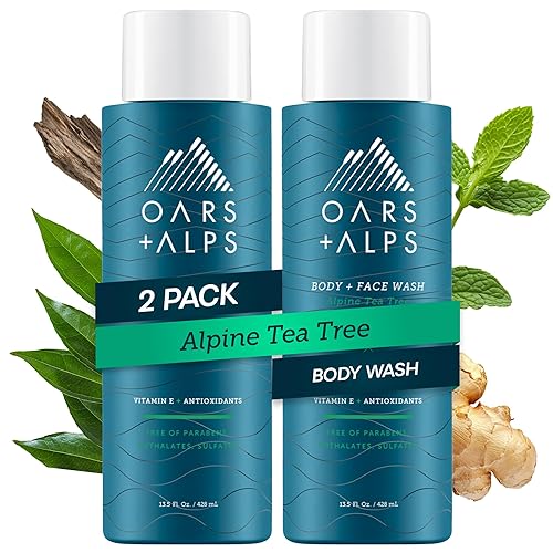 Oars + Alps Body and Face Wash for Men, Mens Body Wash & Face Cleanser with Vitamin E and Antioxidants, Moisturizing, Hydrating, Paraben & Sulfate Beauty & Personal Care Oars + Alps
