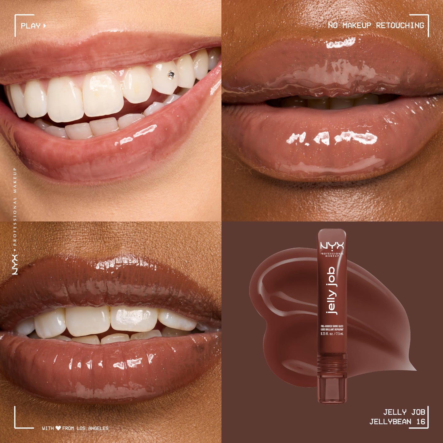 NYX PROFESSIONAL MAKEUP Jelly Job Lip Gloss, Lip Tint Gloss with Full-Bodied, Smoothing, and Hyper-Glossy Shine - Jellybean (Chocolate Brown) Beauty & Personal Care NYX PROFESSIONAL MAKEUP
