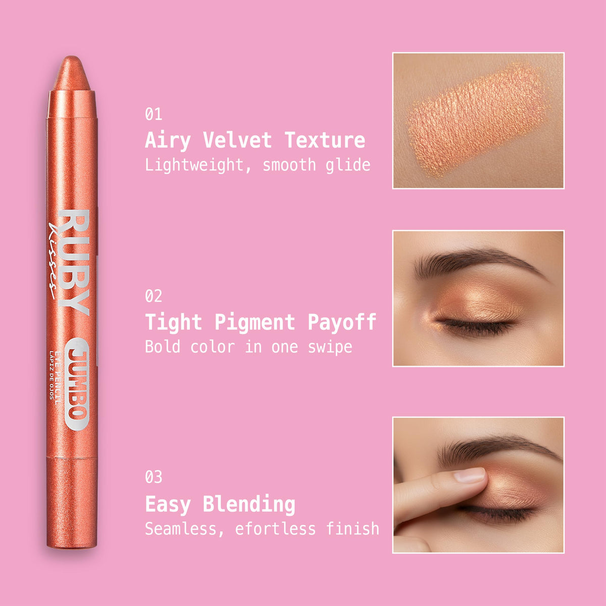 Ruby Kisses Jumbo Eye Pencil With Sharpener, Thick Eyeliner Pencil For Eye Shadow Primer & Highlighter on Waterline & Inner Corner, Eyeshadow Stick