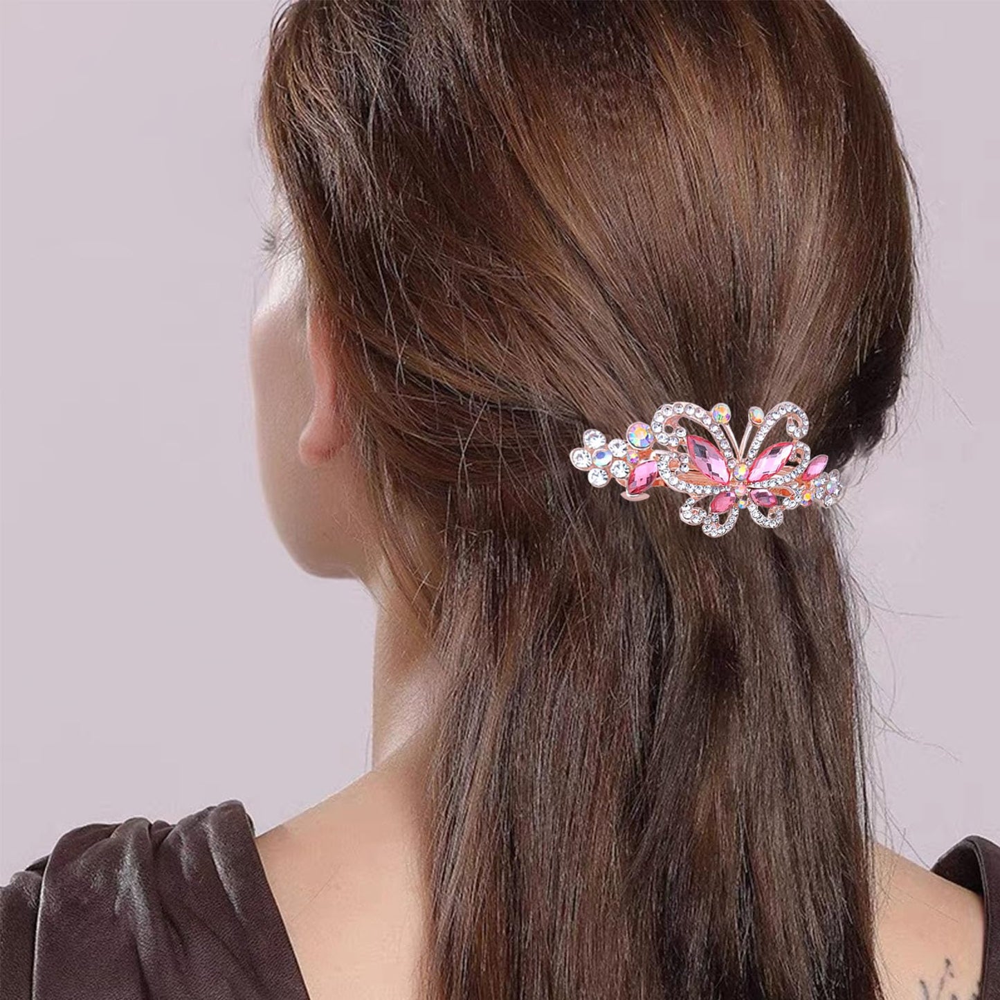 4 PCS Hair Clips for Women Ladies, Butterfly Design Crystal Rhinestones French Barrettes Spring Hair Barrettes Clip, Women Fashion Ponytail Holders Beauty & Personal Care GeoGeoDIY