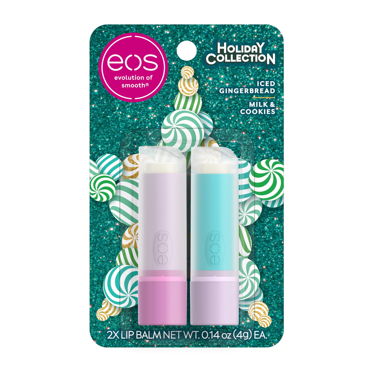 eos Holiday Lip Balm- Iced Gingerbread, Milk & Cookies, Limited-Edition Lip Care, Stocking Stuffers, Holiday Gift Ideas, 0.14 oz, 2-Pack Beauty & Personal Care eos