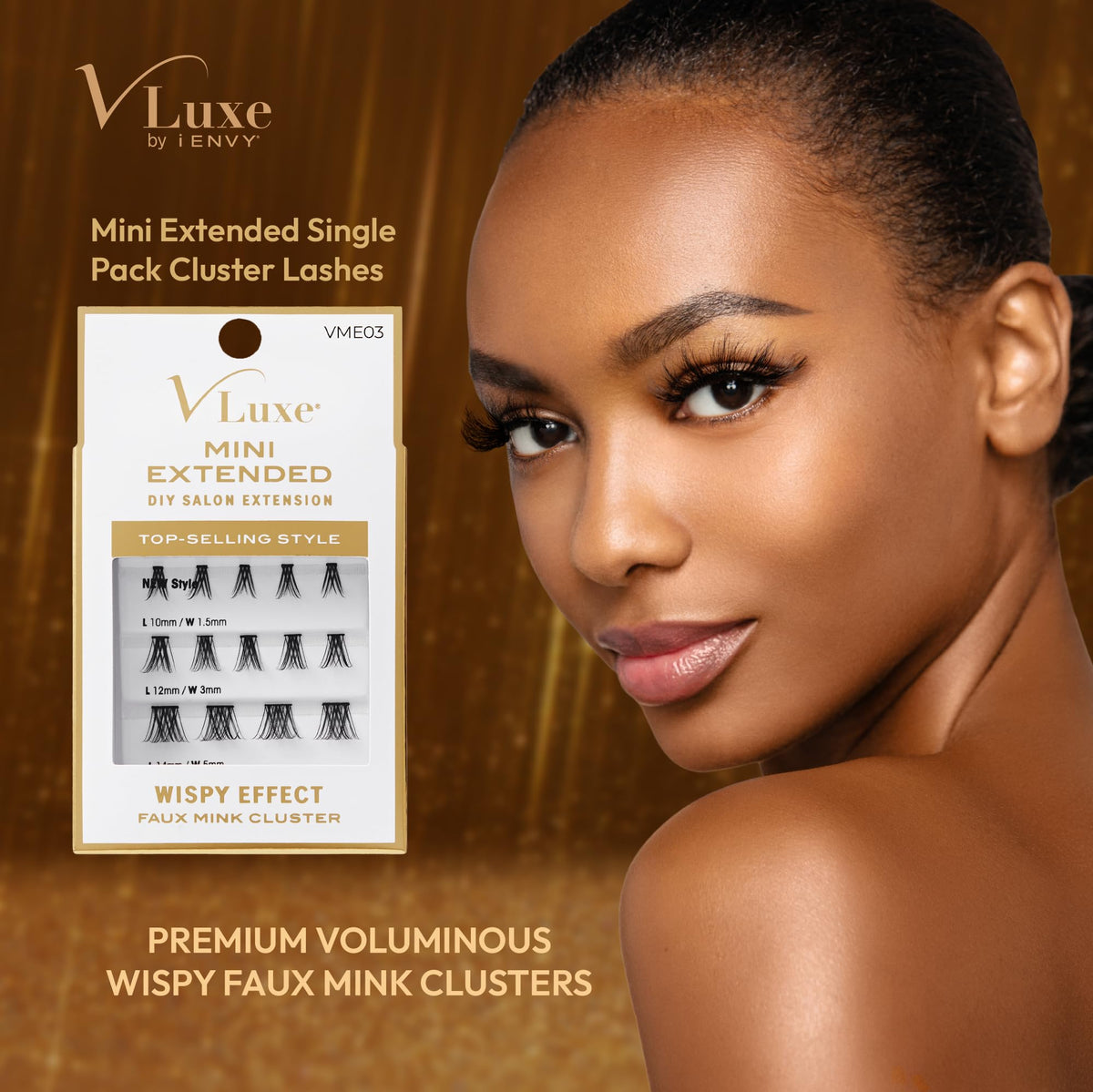 VLuxe Faux Mink Lash Cluster Mini Extended, 14 10-14mm Seamless DIY Lash Extensions, Lightweight Ultra Comfort False Eyelashes with Thin Microband