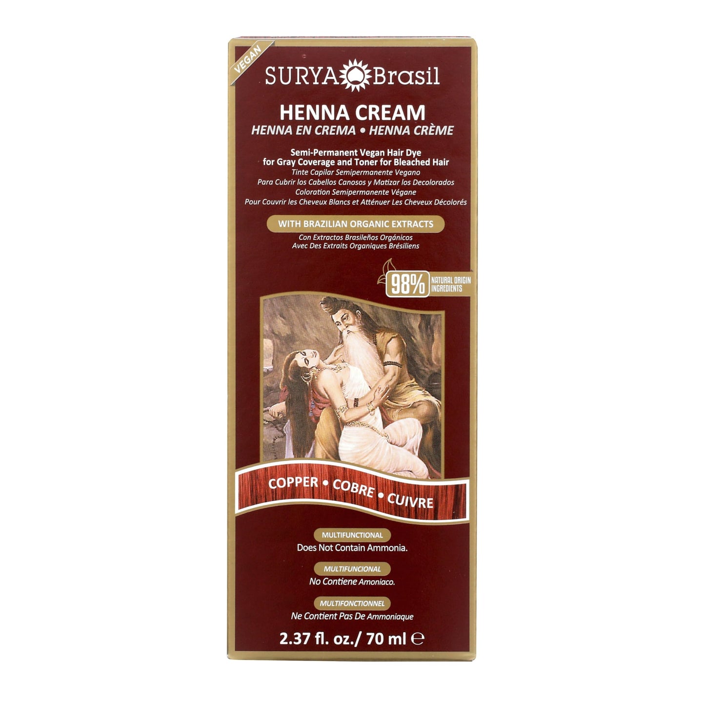 Surya Brasil Henna Cream Hair Color Treatment, Copper, 2.37 oz / 70 ml Beauty & Personal Care Surya Brasil