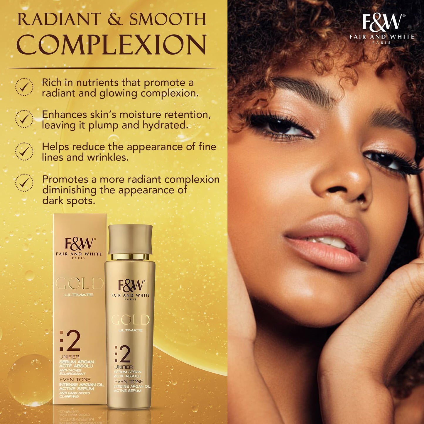 Fair & White 2: Gold Intense Argan Oil Active Serum 30 Ml/1fl.Oz Beauty & Personal Care FAIR & WHITE