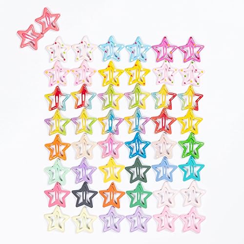 YAOKUA Star Hair Clips for Girls, 50 Pcs No Slip star Metal fashion Hair Snap Clips Barrettes for Kids Teens Women Beauty & Personal Care YAOKUA