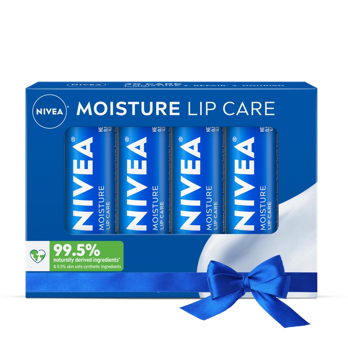 NIVEA Moisture Lip Care, Hydrating Lip Balm with Shea Butter, Nourishing Oils and Vitamin C & E, 3-in-1 Moisture, Repair and Nourish, Holiday Gifts Beauty & Personal Care NIVEA