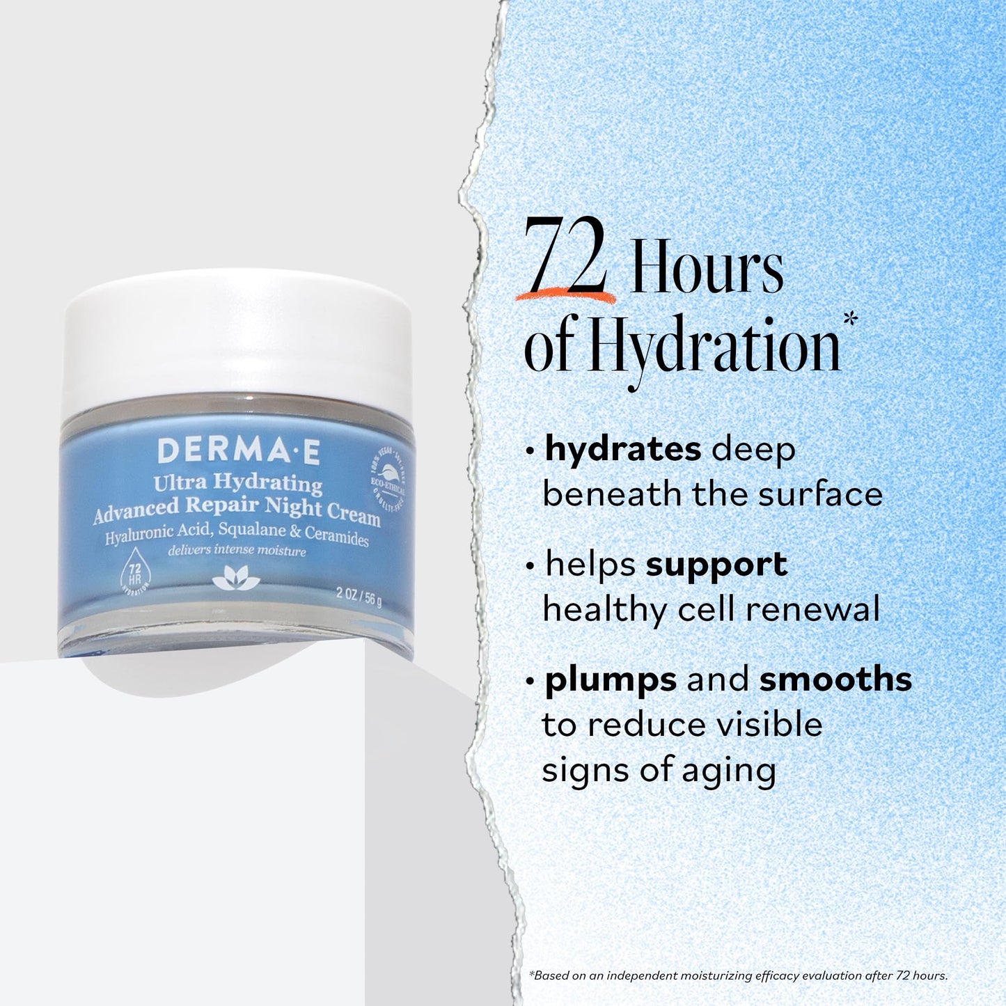 Derma E Ultra Hydrating Night Cream, Advanced Repair Overnight Face Moisturizer with Hyaluronic Acid to Replenish, Smooth and Nourish Skin, 2 oz Beauty & Personal Care Derma E