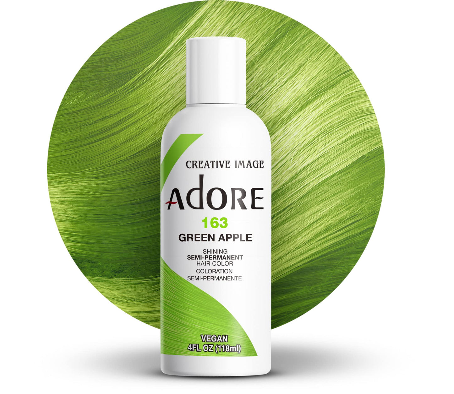 Adore Semi Permanent Hair Color (163 Green Apple) | Vegan & Cruelty-Free Green Hair Dye | No Ammonia, No Peroxide, No Alcohol | 4 Fl Oz Beauty & Personal Care Adore
