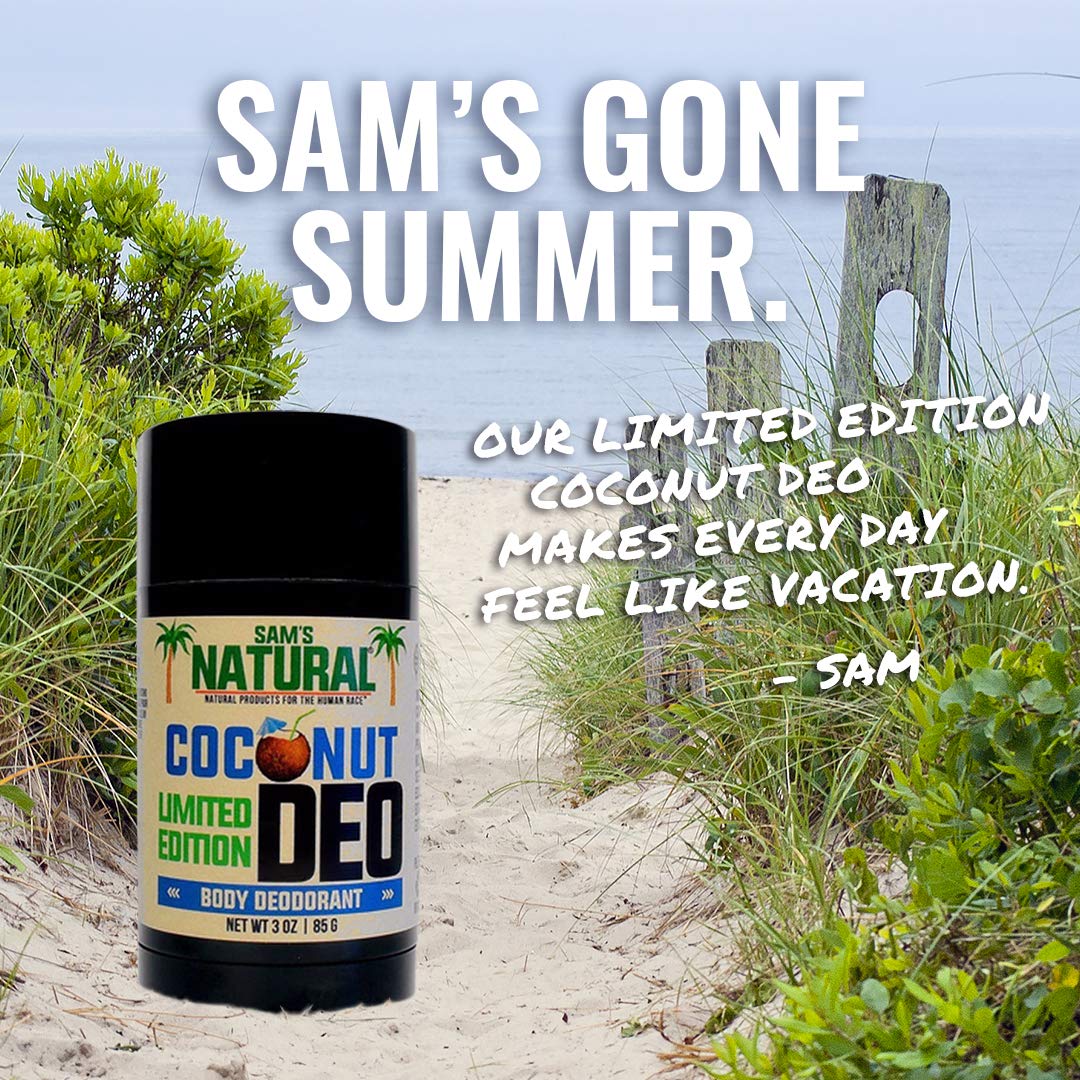 Sam's Natural Deodorant - 3 oz - Holiday Gifts - Stocking Stuffers - Natural - Vegan and Cruelty Free - America's Favorite (Coconut) Beauty and Personal Care Sam's Natural