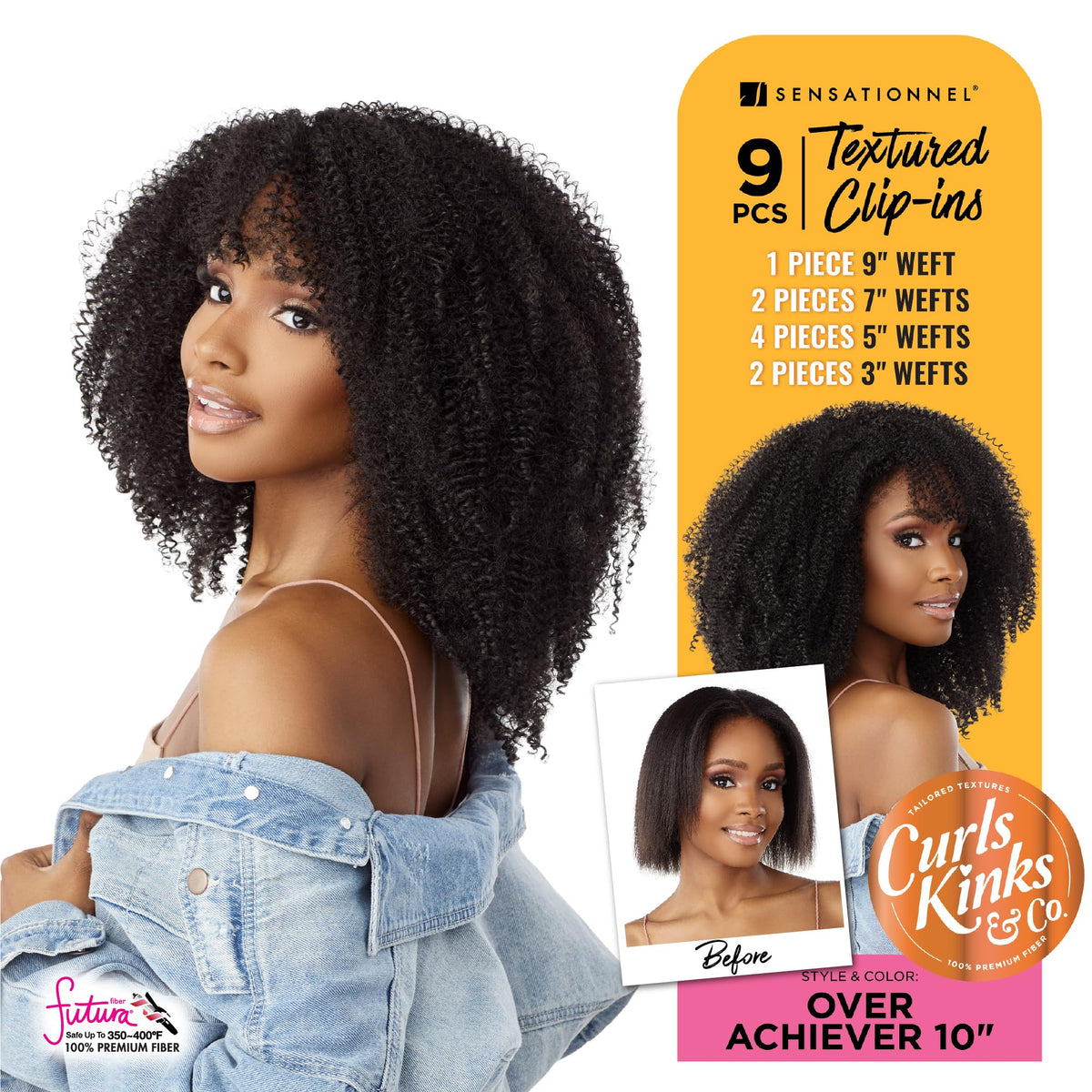 Sensationnel Curls Kinksandco Clip in-Over Achiever 10 Inch,S1B/350