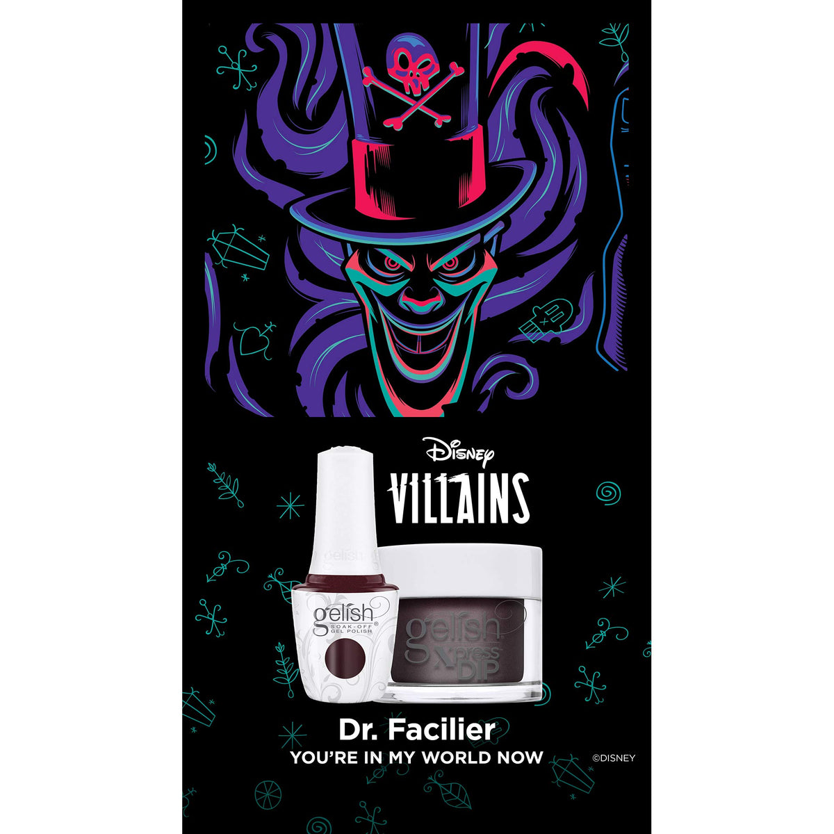 Gelish Xpress Dip "You're In My World Now" Disney Villains Collection, 1.5 oz. - Deep Burgundy Pearl
