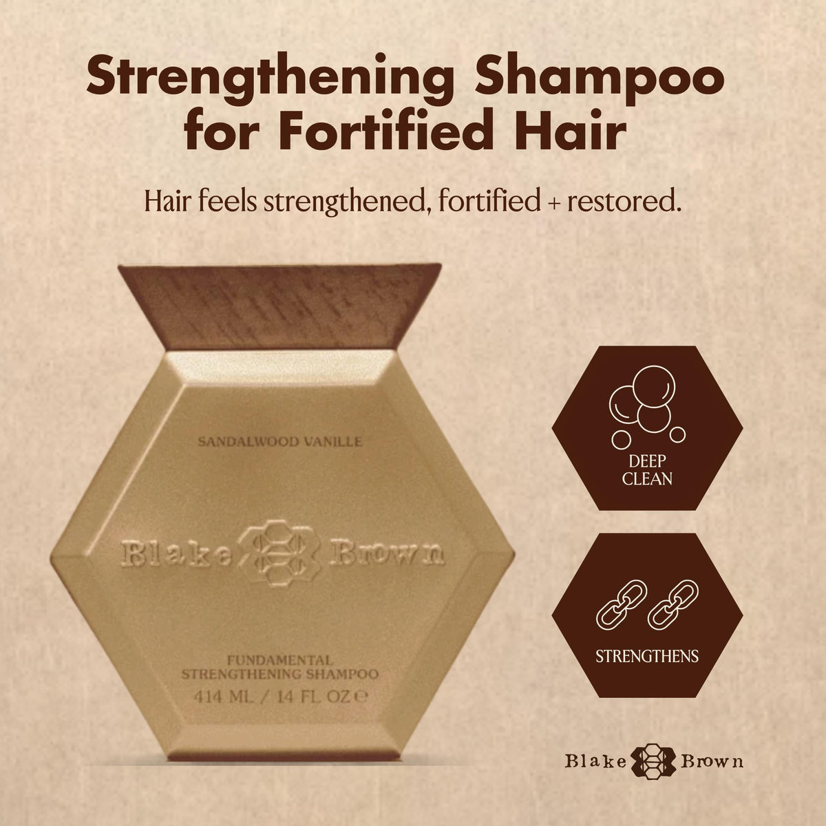 BLAKE BROWN | Fundamental Strengthening Shampoo - Sandalwood Vanille | 14 FL OZ