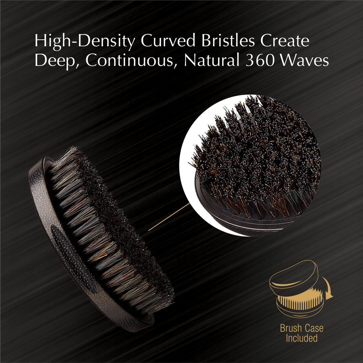 Red by Kiss Premium Pocket Wave Bow Wow Curved Palm Brush - Boar Bristles for 360 Waves, Curved Design for Precision Control, Ideal for Coarse, Curly,