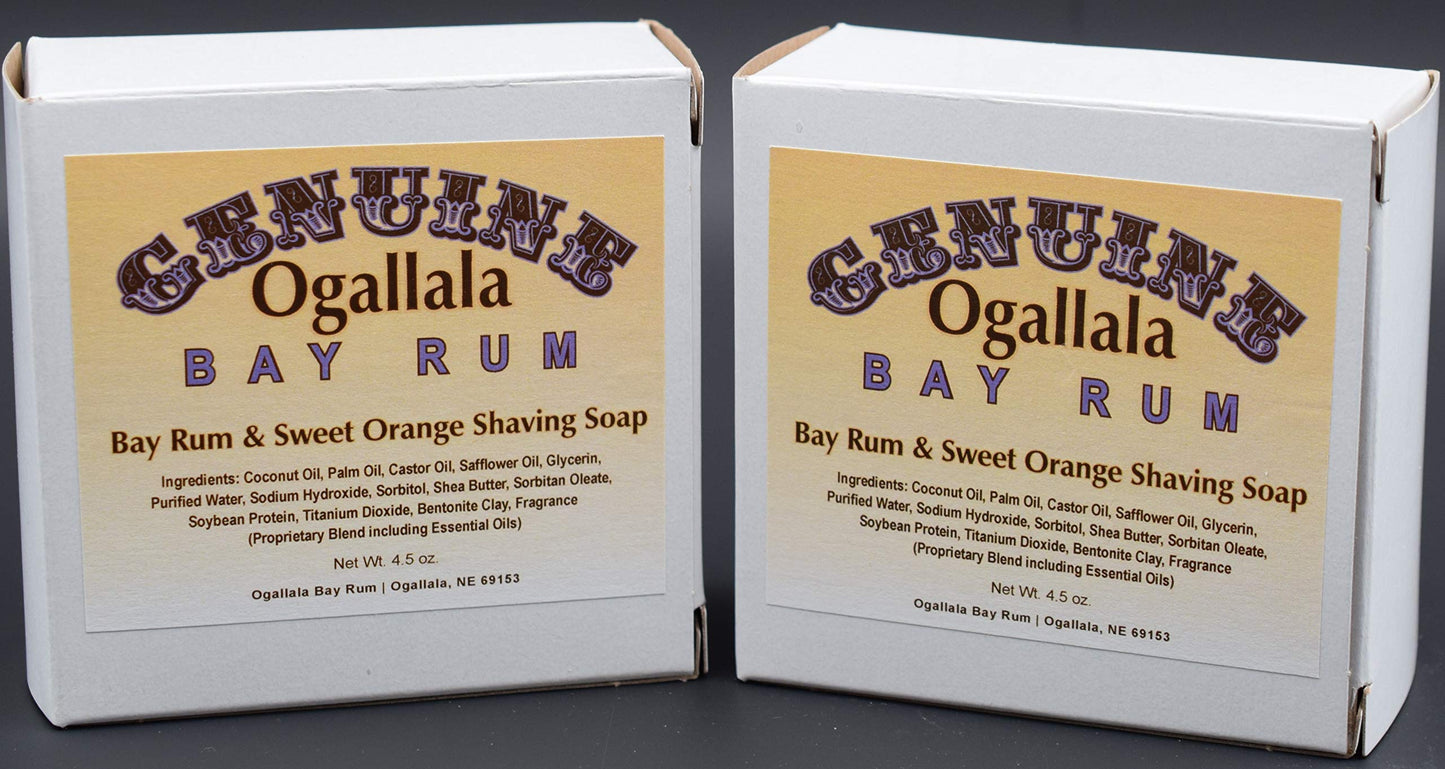 Two (2) Genuine Ogallala Bay Rum, Bay Rum & Sweet Orange Shaving Soap - Each Puck 4.5 oz Beauty and Personal Care Ogallala Bay Rum