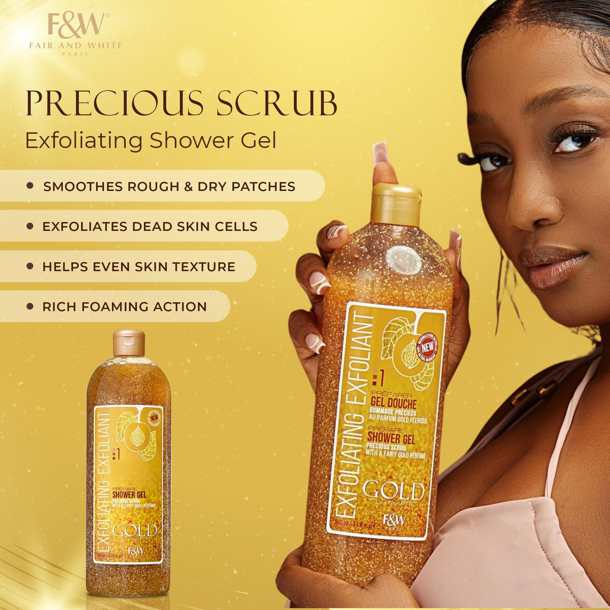 FAIR & WHITE Gold Precious Scrub Exfoliating Body Wash 31.8 fl. oz. / 940 ml Beauty & Personal Care FAIR & WHITE