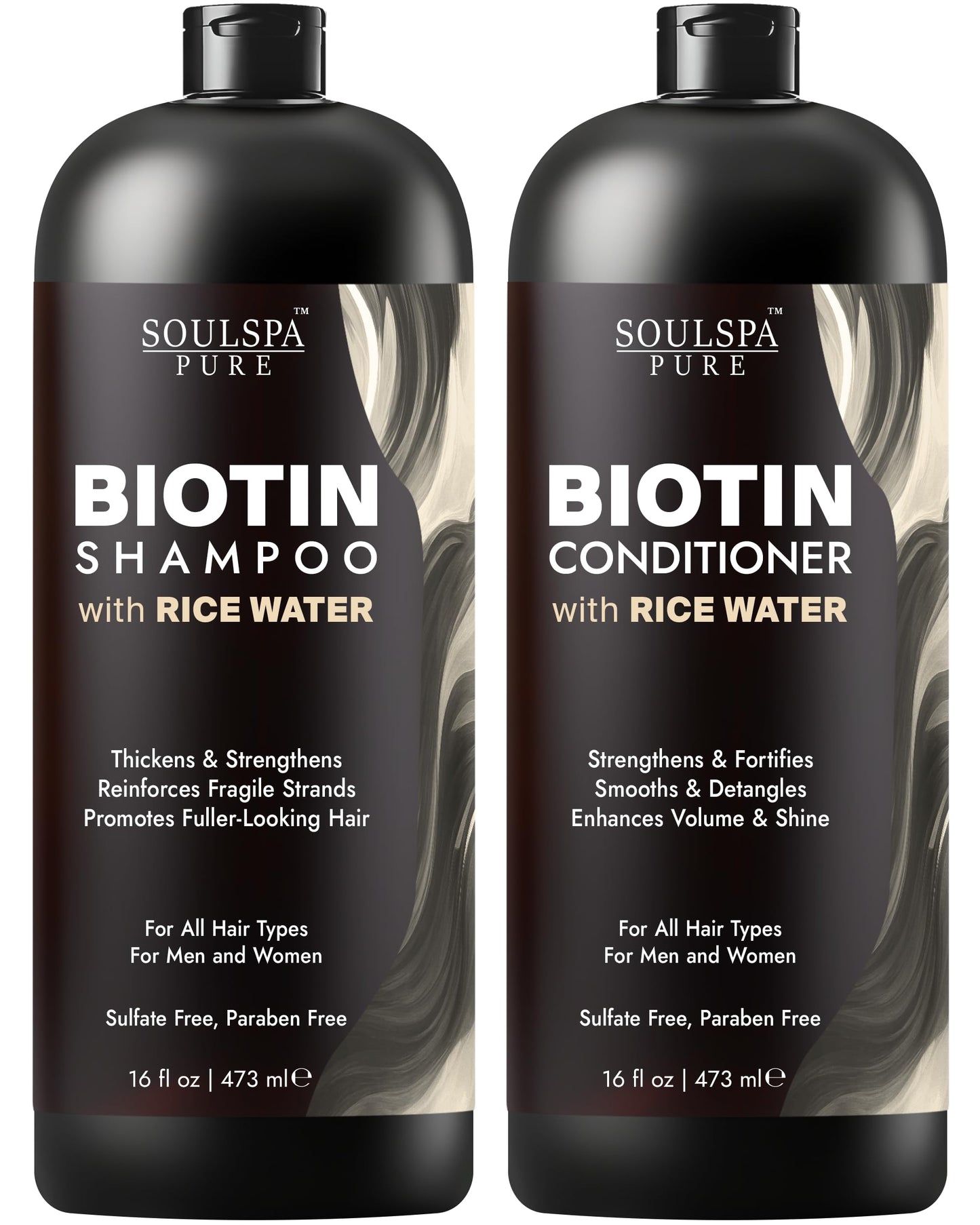 SOULSPA PURE Biotin Rice Water Shampoo and Conditioner Set - Thickening Formula with Rice Protein & Keratin - Strengthening Hair Care for Thinning Beauty & Personal Care SOULSPA PURE