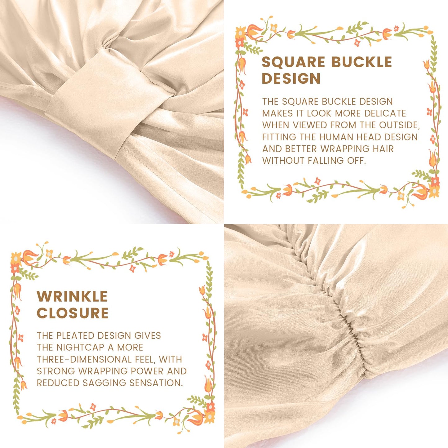 THXSILK 100% Mulberry Silk Bonnet for Sleeping Women Hair Wrap Hair Cap for Women Long Curly Hair Silk Sleep Bonnet with Square Buckle Design Beauty and Personal Care THXSILK